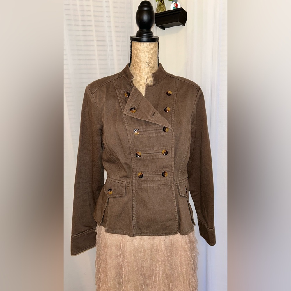 Mossimo Supply Co Brown Cotton Military Pirate Double Breasted Jacket Size L